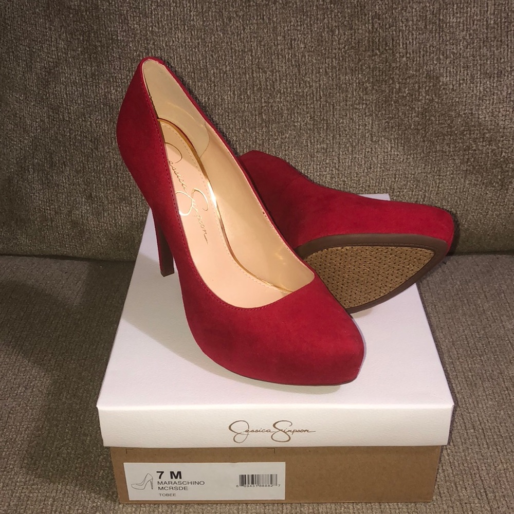 Jessica Simpson Red Tiber Platform Pumps size 7